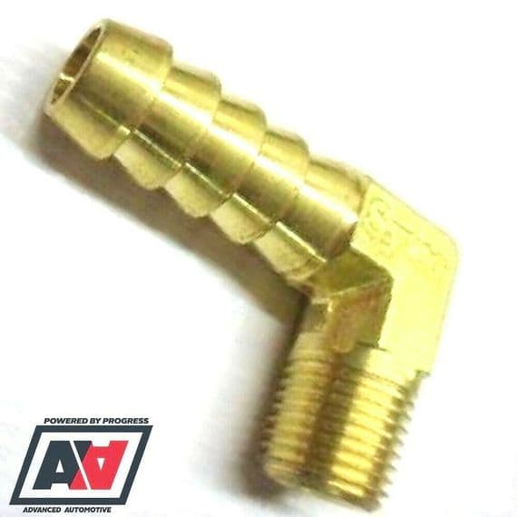 1/8NPT Thread 90 Degree 8mm Pipe Hose Bore Brass Manifold Adaptor Fuel Air Water | Advanced Automotive