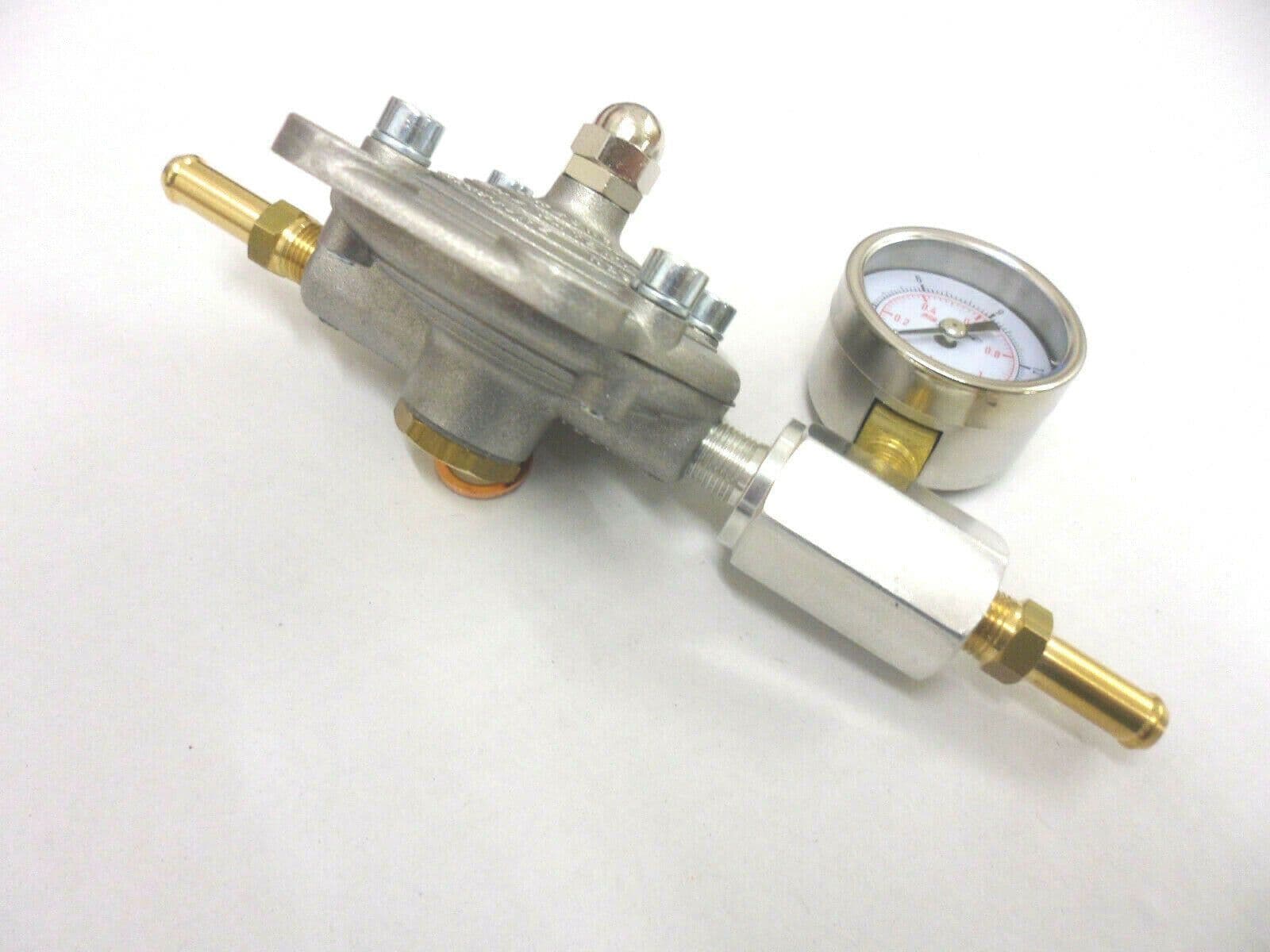 Adjustable Fuel Pressure Regulator & Gauge For Carbs 1.5 To 5 PSI 6mm