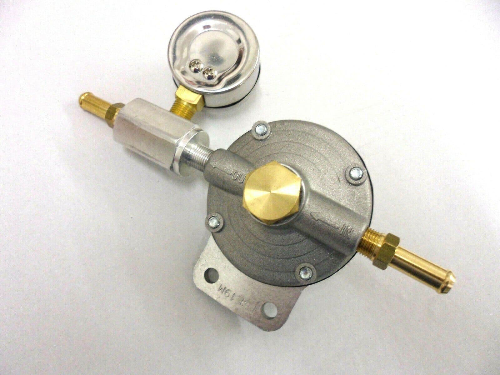Adjustable Fuel Pressure Regulator & Gauge For Carbs 1.5 To 5 PSI 8mm
