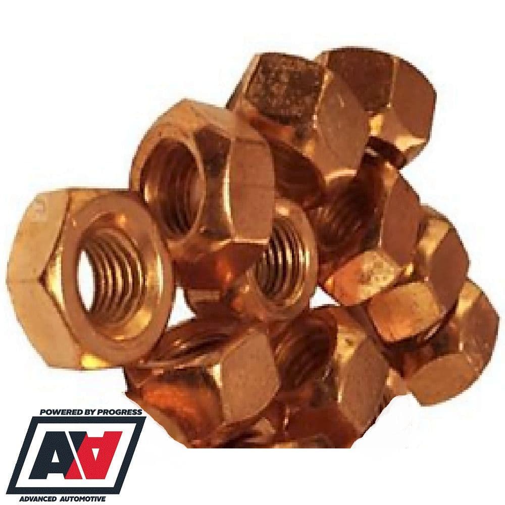 Copper Flashed Steel Exhaust Manifold Turbo Nuts M8 x 1.25mm Pack Of 10
