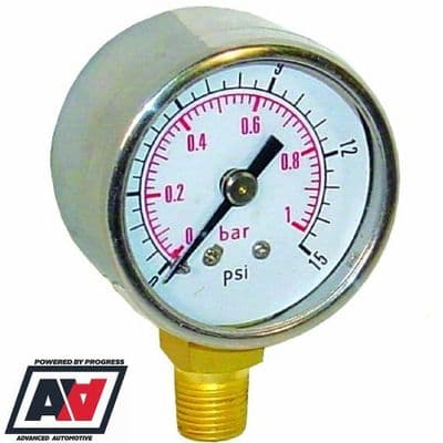 Fuel Pressure Gauge For Filter King Low Pressure Regulator 0-15psi Sytec