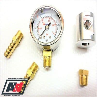 Fuel Pressure Test Gauge Inline Adaptor With 10mm Hose Unions Low Pressure Carburettor