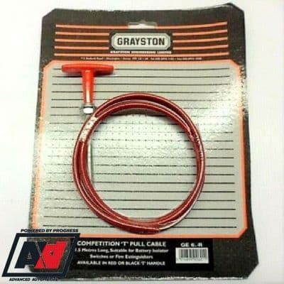 Grayston T Handle Pull Cable 3 Metres Length Colour Red