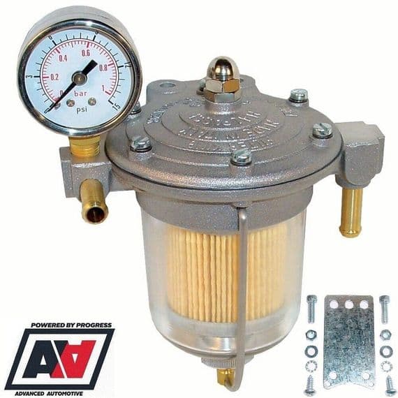 Malpassi Filter King Fuel Pressure Regulator 85mm Transparent Bowl