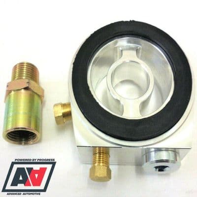 Mocal Billet Silver Sandwich Plate 3 Port Sensor With Oil Filter 3/4 Adaptor & Plugs