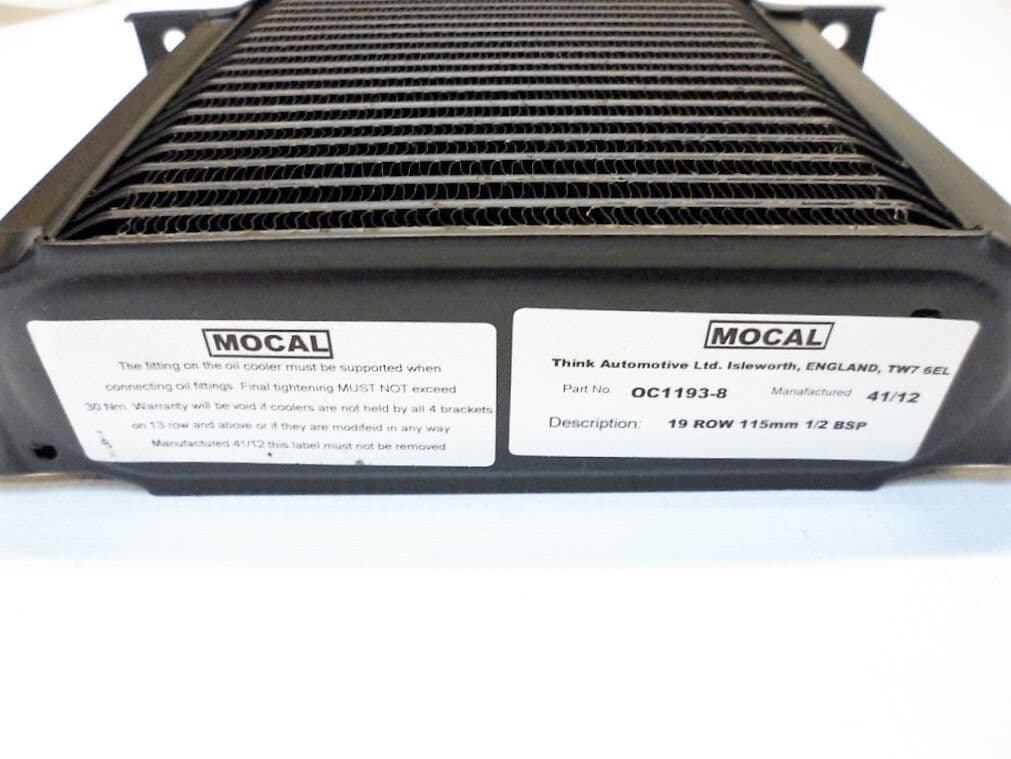 Mocal Oil Cooler 19 Row 115mm Matrix 1/2"BSP Fittings Diff Gearbox Cooler Advanced Automotive
