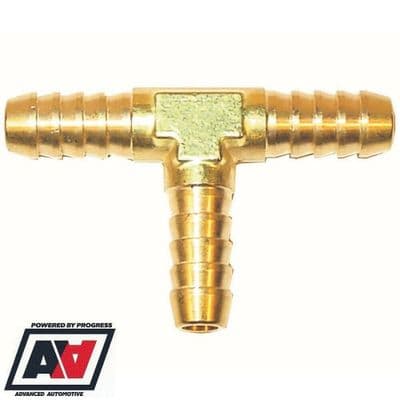Petrol Pipe T Piece Brass Construction For 3/ 8 Or 10mm Bore Hose
