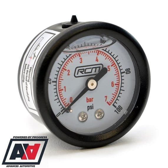 RCM Fuel Pressure Gauge 17 Bar Rating Glycerine Damped Advanced