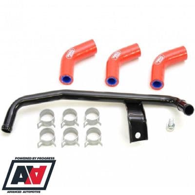 Subaru Impreza Modine Oil Cooler Cross Over Pipe & Samco Water Hose Kit In Red