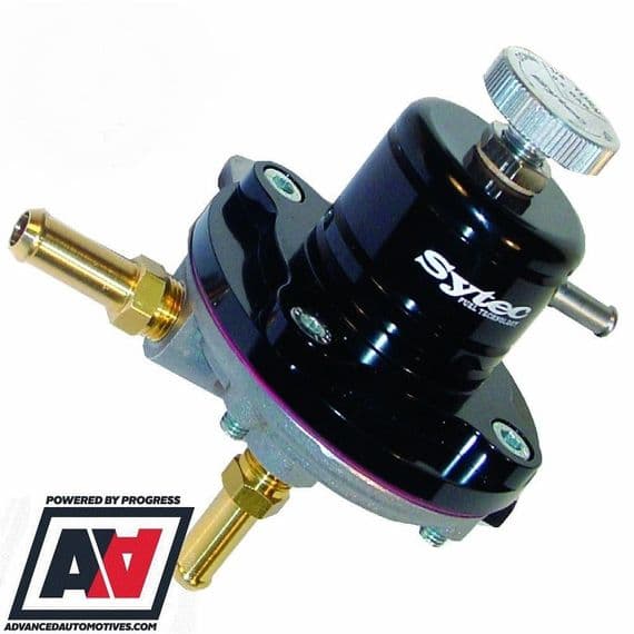 Sytec Motorsport Black SAR Adjustable Fuel Pressure Regulator 1-5 BAR 8mm Hose Tails | Advanced Automotive