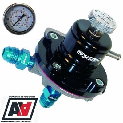Sytec Motorsport Black SAR Adjustable Fuel Pressure Regulator & Gauge -6 AN