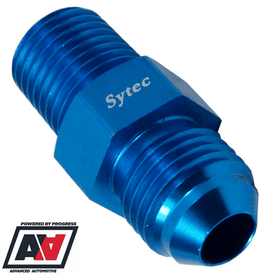 Sytec Motorsport Blue Alloy Straight Fuel Union 1/4 NPT Thread To Male AN6