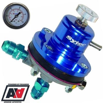Sytec Motorsport Blue MSV Adjustable Fuel Pressure Regulator & Gauge  1:1 -6 AN