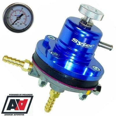 Sytec Motorsport Blue MSV Adjustable Fuel Pressure Regulator & Gauge 8mm Tails 1:1