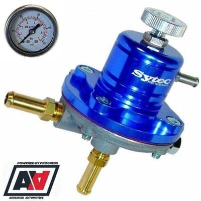 Sytec Motorsport Blue SAR Adjustable Fuel Pressure Regulator & Gauge 1:1  With 8mm Hose Tails