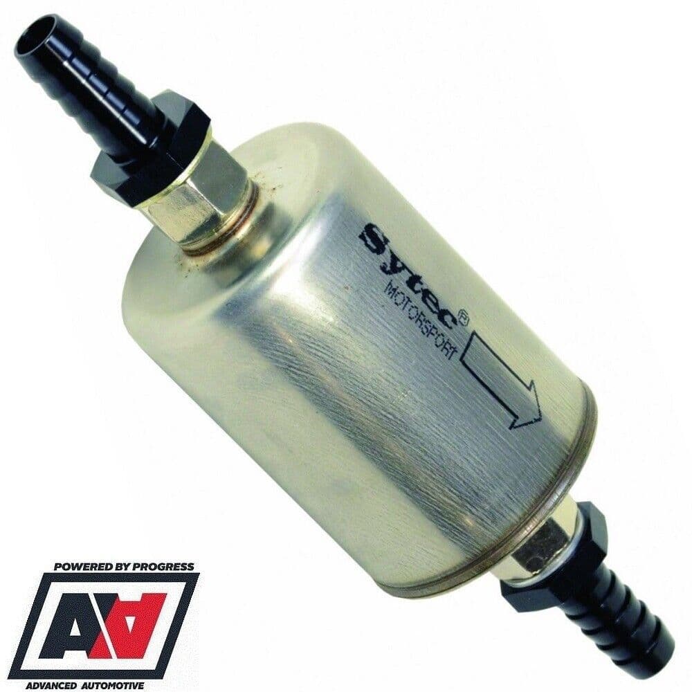 Sytec Motorsport In Line Fuel Filter Hi Flow Type With 8mm Hose Tails