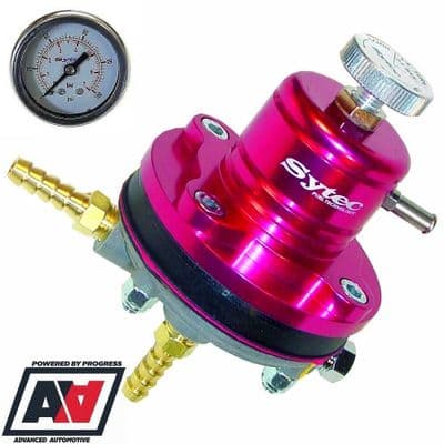 Sytec Motorsport Red MSV Adjustable Fuel Pressure Regulator & Gauge 1:1 8mm Tails