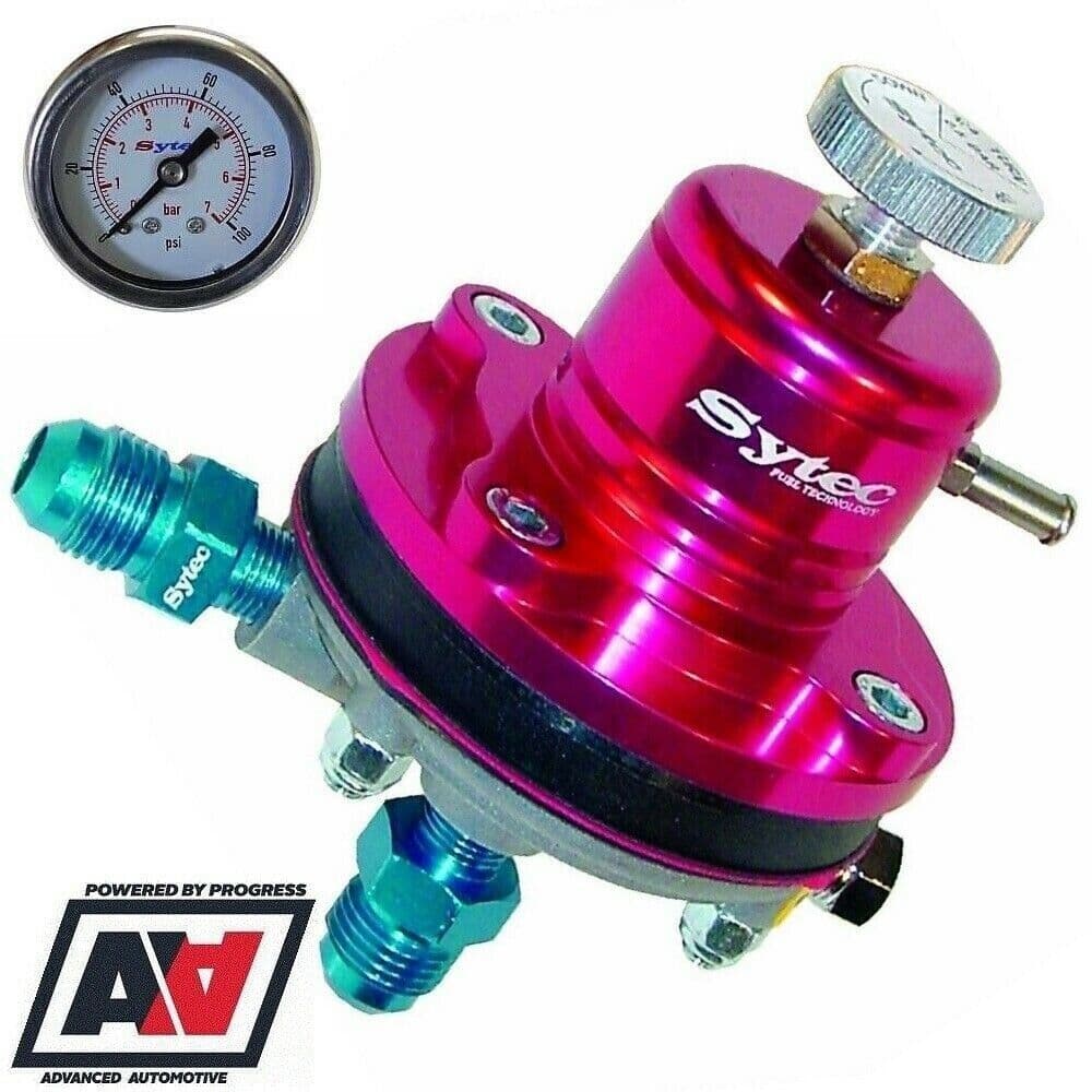 Sytec Motorsport Red MSV Adjustable Fuel Pressure Regulator & Gauge 6