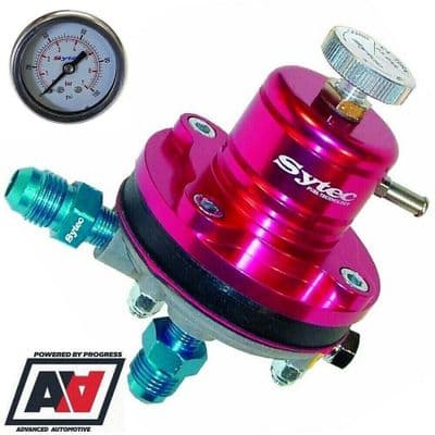 Sytec Motorsport Red MSV Adjustable Fuel Pressure Regulator & Gauge -6 JIC