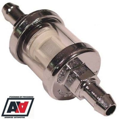 Sytec Motorsport Short Clear Glass Fuel Filter For Carburettor 8mm Hose Tails