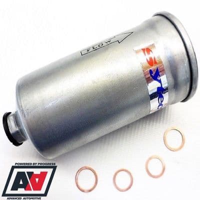 Sytec Motorsport Universal In Line Fuel Filter 14x1.5 In & 12x1.5 Out Steel Body SSF3021