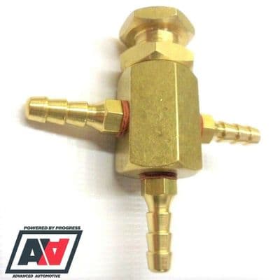 TURBO BLEED VALVE 3 WAY BRASS UNDER BONNET USE 4-6mm BORE PIPE HOSE TAILS