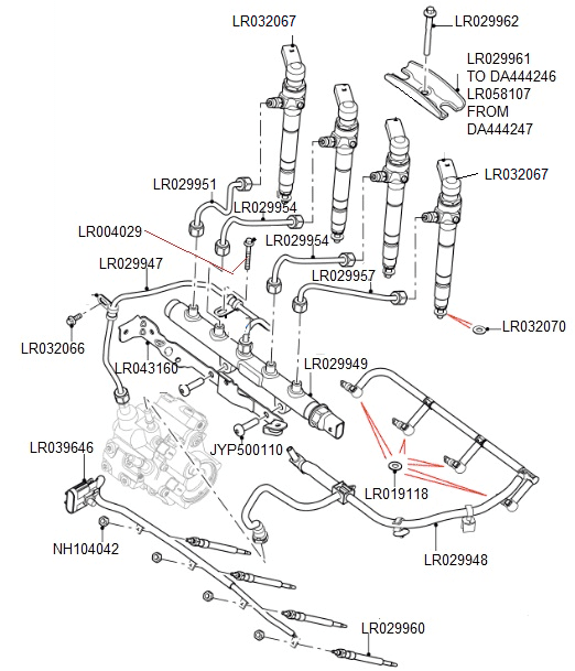 Fuel Injectors, Pipes, Rail & Glow Plugs 2.2 Duratorq