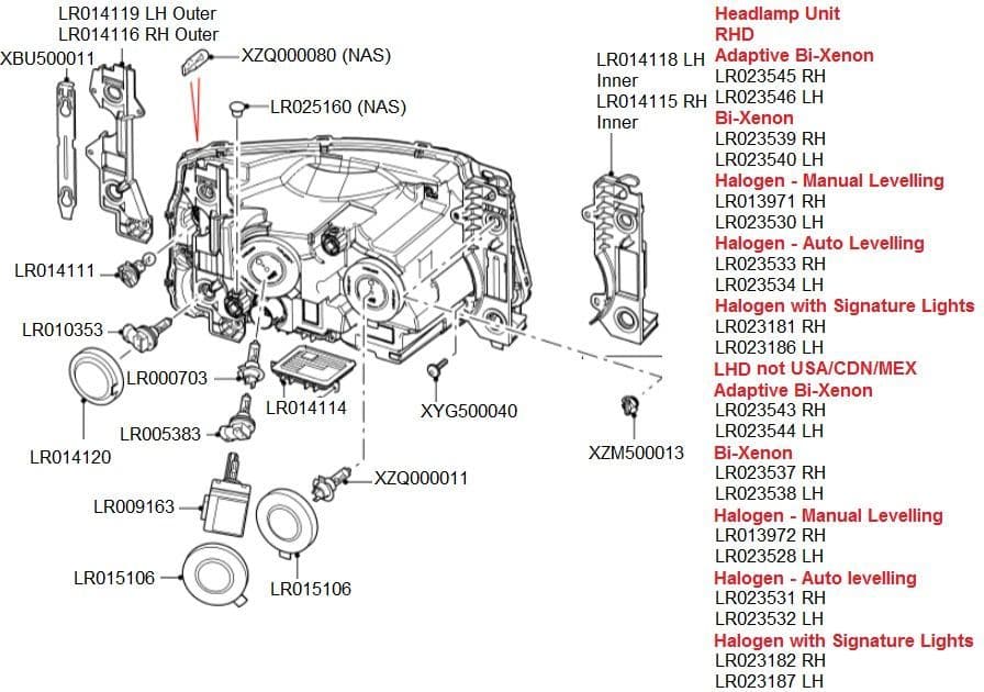 Headlamps and Bulbs to VIN DA999999