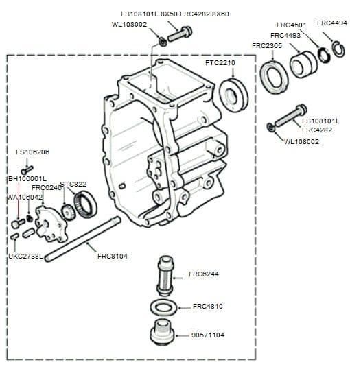 LT77 TRANSMISSION EXTENSION CASE AND OIL PUMP (TO SUFFIX F)
