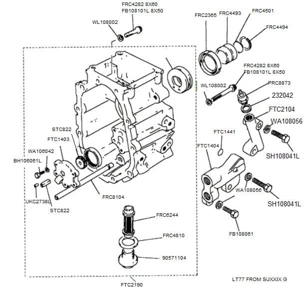 LT77 TRANSMISSION EXTENSION CASE AND OIL PUMP (FROM SUFFIX G)
