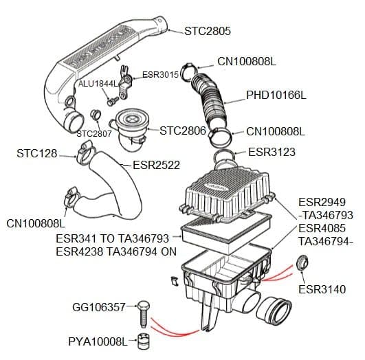 AIR FILTER & PIPES TO VA376579