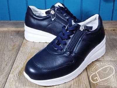 2V  DB Shoes Farndish Wide Fit Wedge Heel Trainer – Leather Comfort Trainer