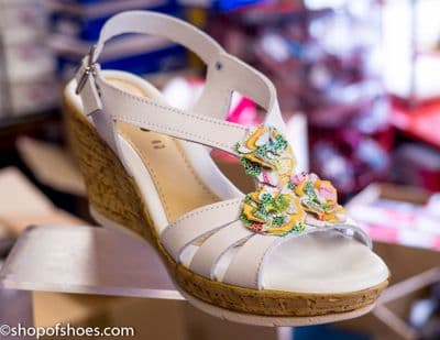 Adesso Carla white multi leather wedge sandal