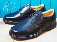 Affordable black leather extra deep and wide fitting mens shoe. from our Hampshire shop in Whitchurch between Newbury, Berkshire, Winchester Hampshire, Basingstoke and Andover