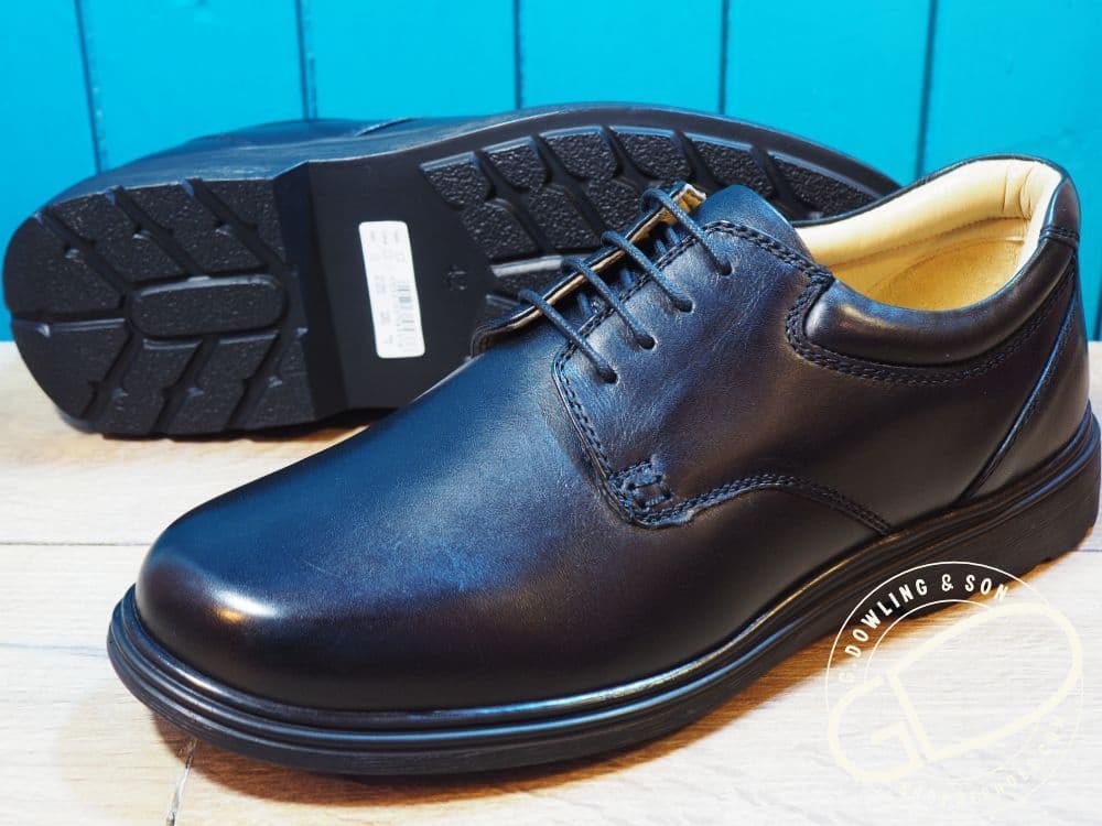 Affordable black leather extra deep and wide fitting mens shoe