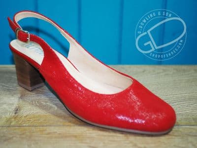 Alpina elegant textured red leather sling back