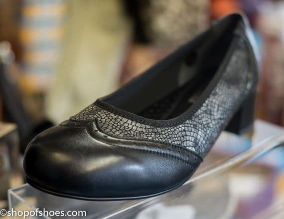 Mosaic ladies stretch black patent leather occasion shoe dress to impress even with sensitive feet from our shop in Whitchurch Hampshire between Andover, Basingstoke, Newbury