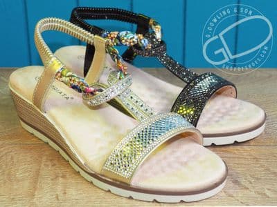 black or silver summer sandal with studded jewel design