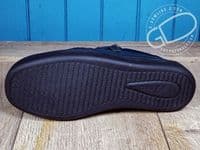 versatile 2E-4E 2V variable fit navy canvas summer shoe with pretty raised stitching and petal motif punching detail from an Db Easy b wide fit specialist near Basingstoke Hampshire.