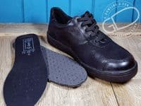 versatile 2E-4E 2V variable fit navy canvas summer shoe with pretty raised stitching and petal motif punching detail from an Db Easy b wide fit specialist near Basingstoke Hampshire.