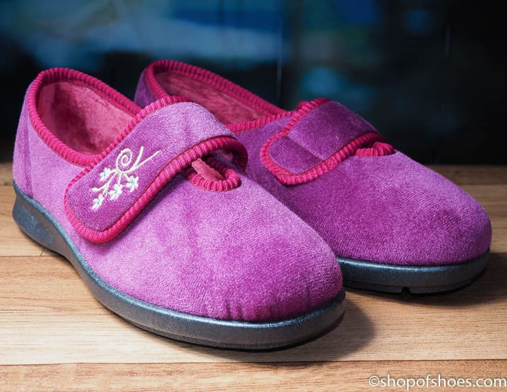Eunice wider fitting easy access DB slipper house shoe in 2E - 4E wide ...
