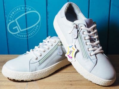 Cece Baby Blue light leather lace shoe with zip.