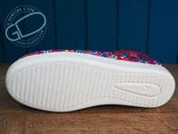 versatile 2E-4E 2V variable fit navy canvas summer shoe with pretty raised stitching and petal motif punching detail from an Db Easy b wide fit specialist near Basingstoke Hampshire.