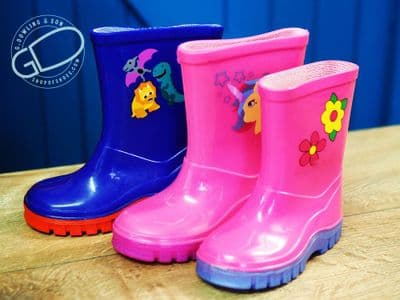 Children's navy or pink  pu Wellington