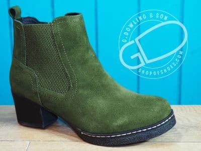 Cipriata green suede leather heeled pull on boot