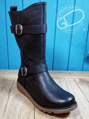 Cipriata mid length zipped non leather black boot