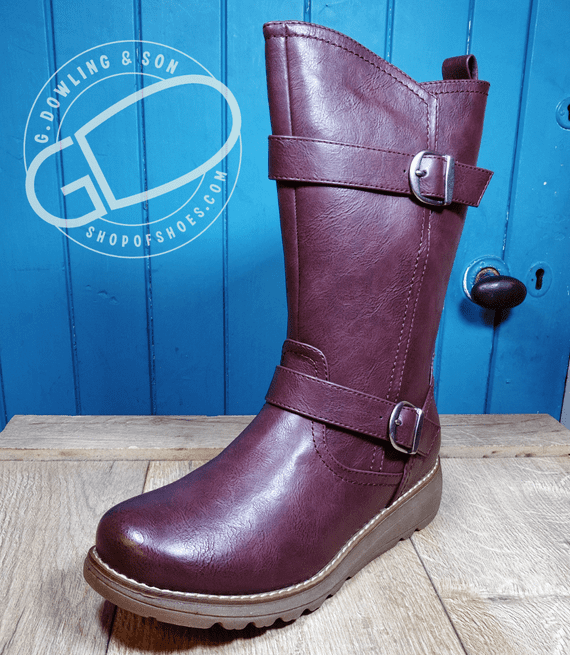 Cipriata mid length zipped non leather burgundy boot