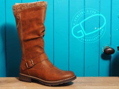 Cipriata mid length zipped non leather tan boot