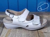 DB Shoes Comfrey Wide Fit Leather Sandal – Beige – Adjustable Comfort Sandal