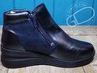 versatile 2E-4E 2V variable fit navy canvas summer shoe with pretty raised stitching and petal motif punching detail from an Db Easy b wide fit specialist near Basingstoke Hampshire.